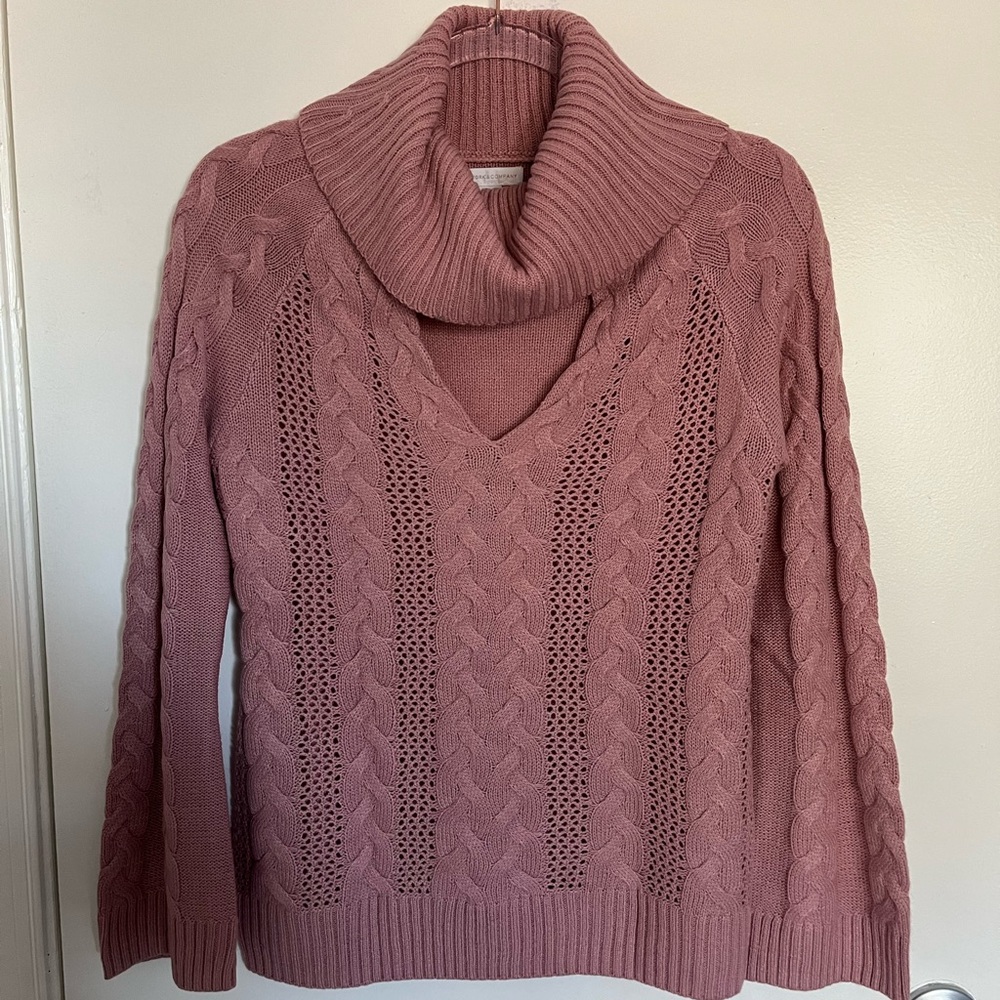 New York & Company Mauve Cowl Neck Sweater